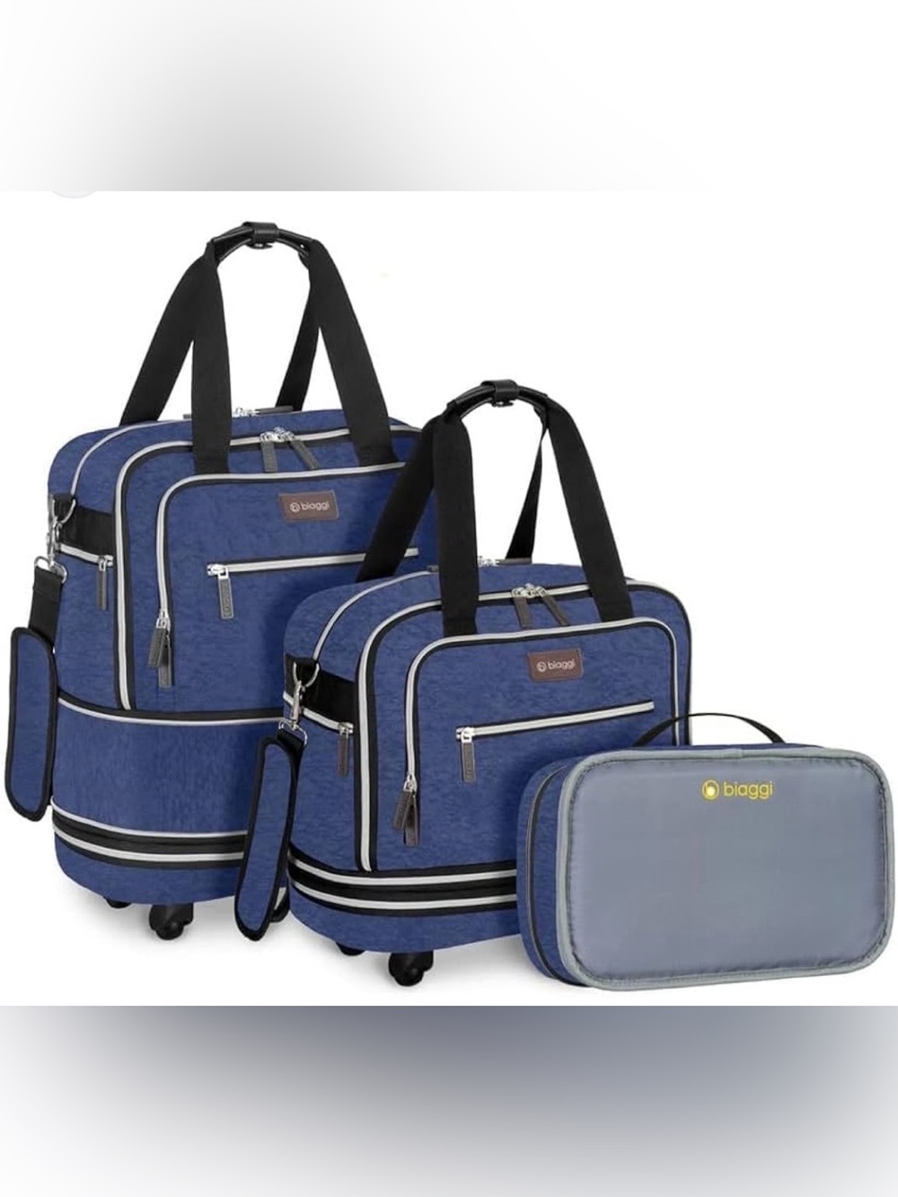 Biaggi Zip Sack Underseat Boost Expands To Carry-On Navy Blue NWT